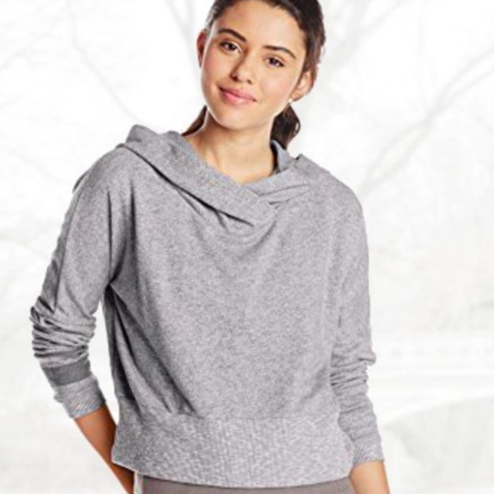 Roxy Cropped Hooded Sweatshirt Grey